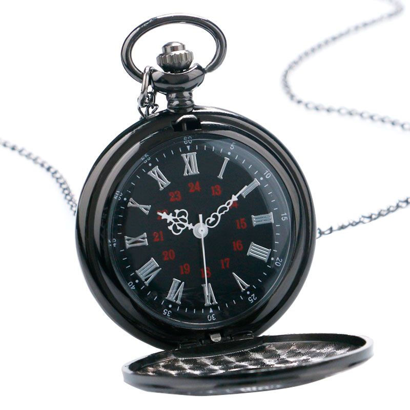 Thumbnail: Vintage Charm Black Unisex Fashion Roman Number Quartz Steampunk Pocket Watch Wo