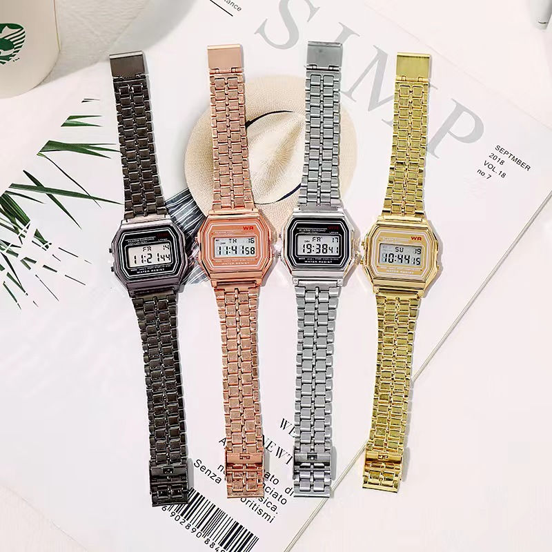 Thumbnail: F91W Non-Waterproof Steel Band Watch For Women, Men, Business Clock, Multi-Funct