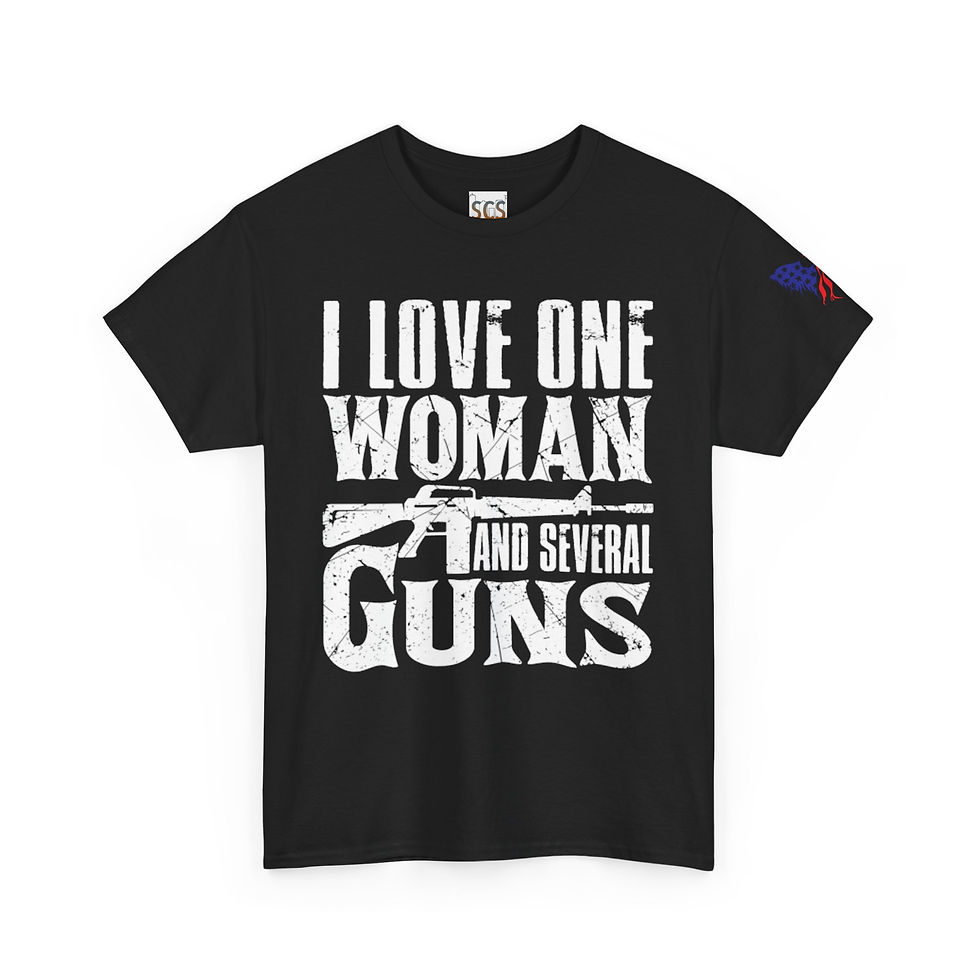 Thumbnail: One Woman and Several Guns Unisex Cotton Tee, Gun Lovers, Gift for Him, Casual