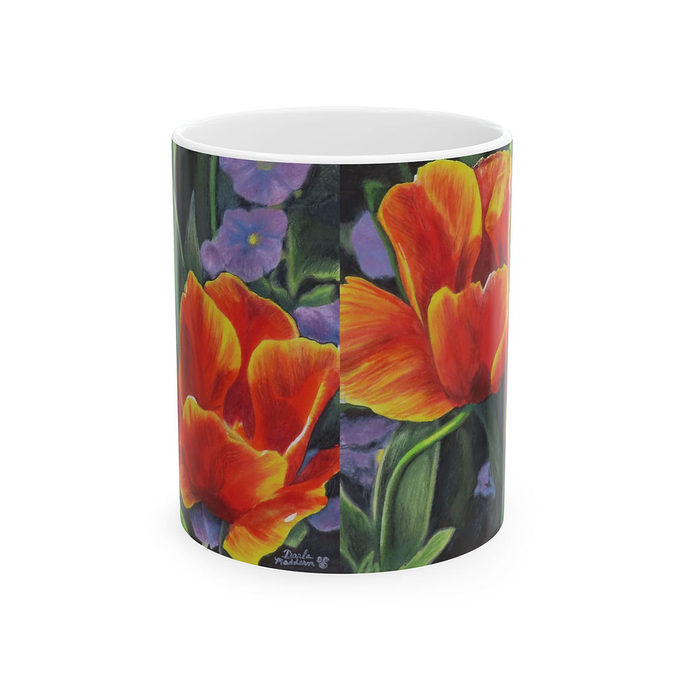 Thumbnail: Vibrant Orange Tulips Ceramic Mug, Tulip and Flower Lovers Gift, Home Decor,