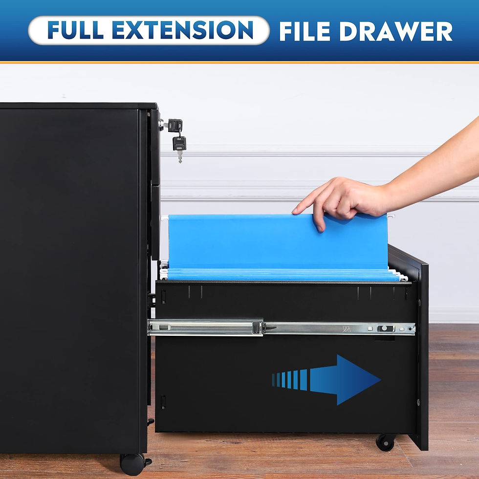 Thumbnail: DEVAISE 3 Drawer Locking File Cabinet, Under Desk Metal Filing Cabinet for Le...