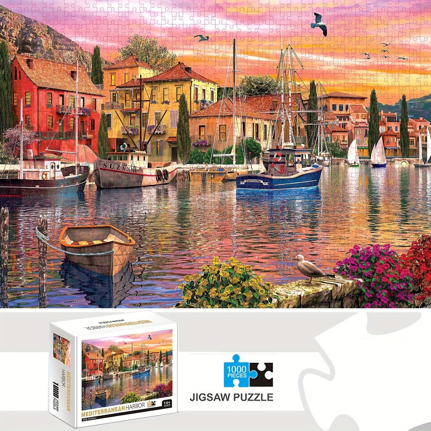 Mediterranean Harbor 1000-Piece Jigsaw Puzzle - 69.85cm x 50.04cm Rectangle Pape