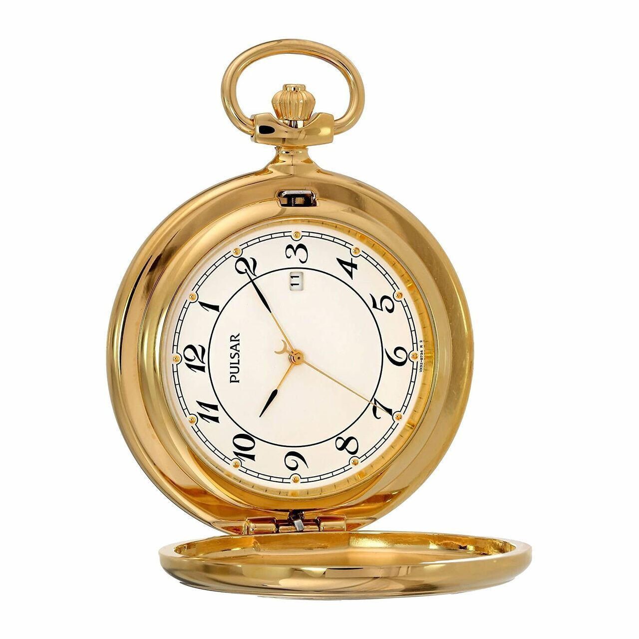 Pulsar PXD198 Gold Tone Stainless Steel White Dial Men's Pocket Watch