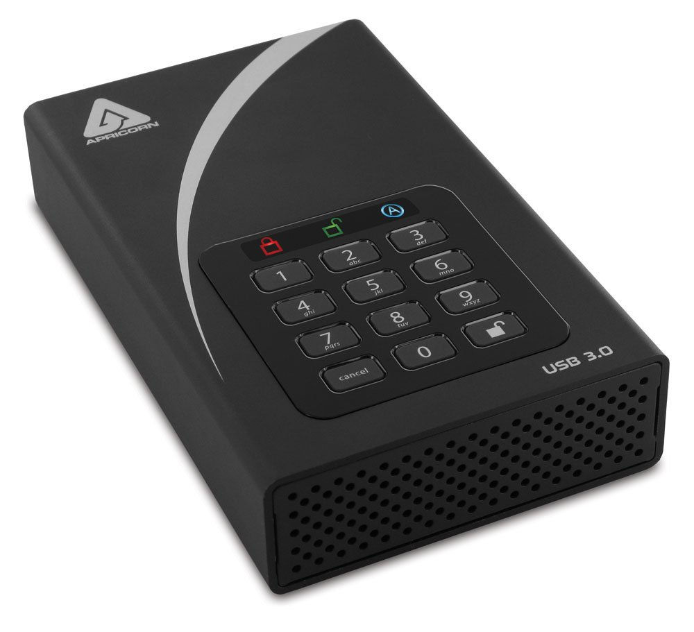 Apricorn Aegis ADT-3PL128-1000 Padlock DT HW Encrypted USB 3.0 Hard Drive