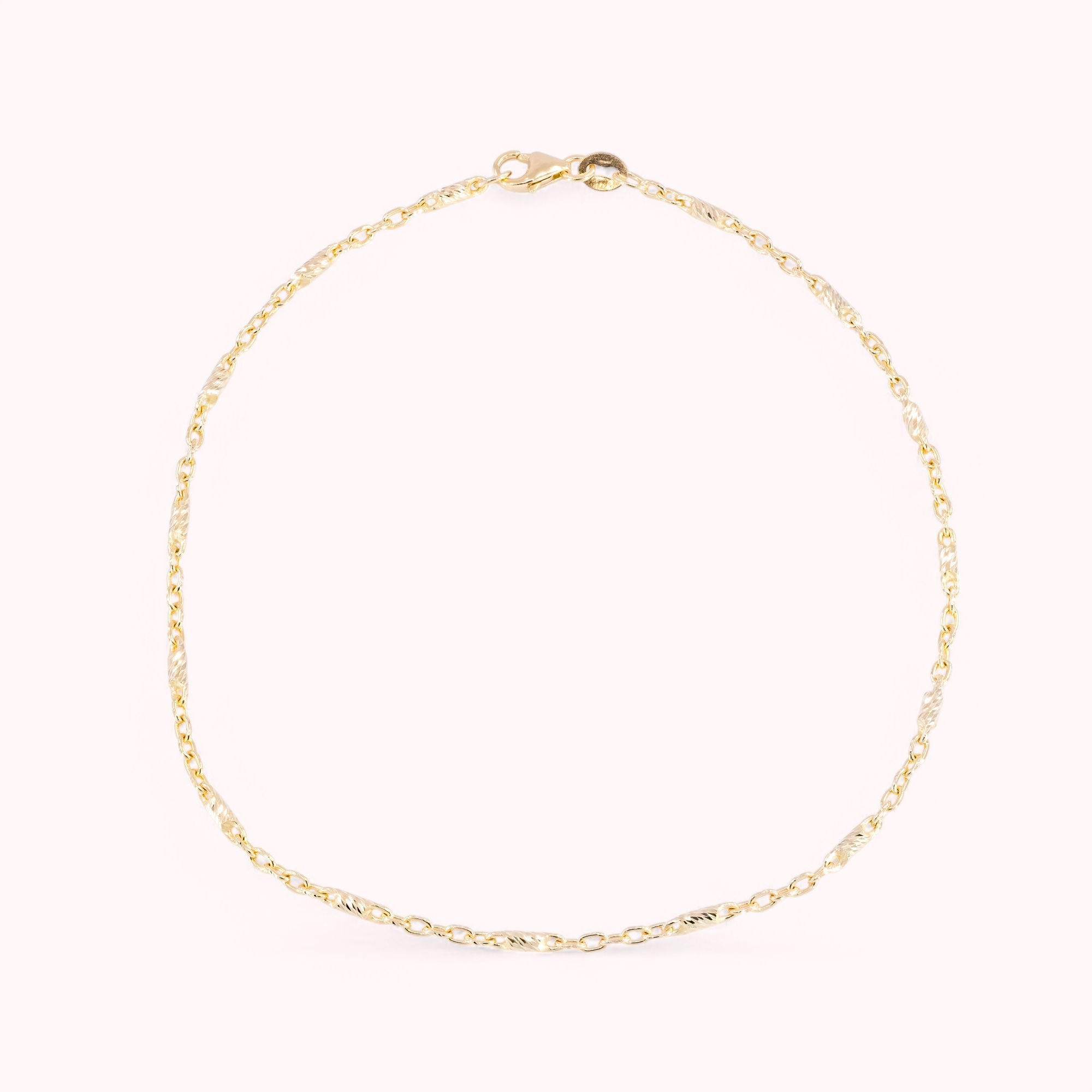 Italian 14K Gold Twisted Link Anklet