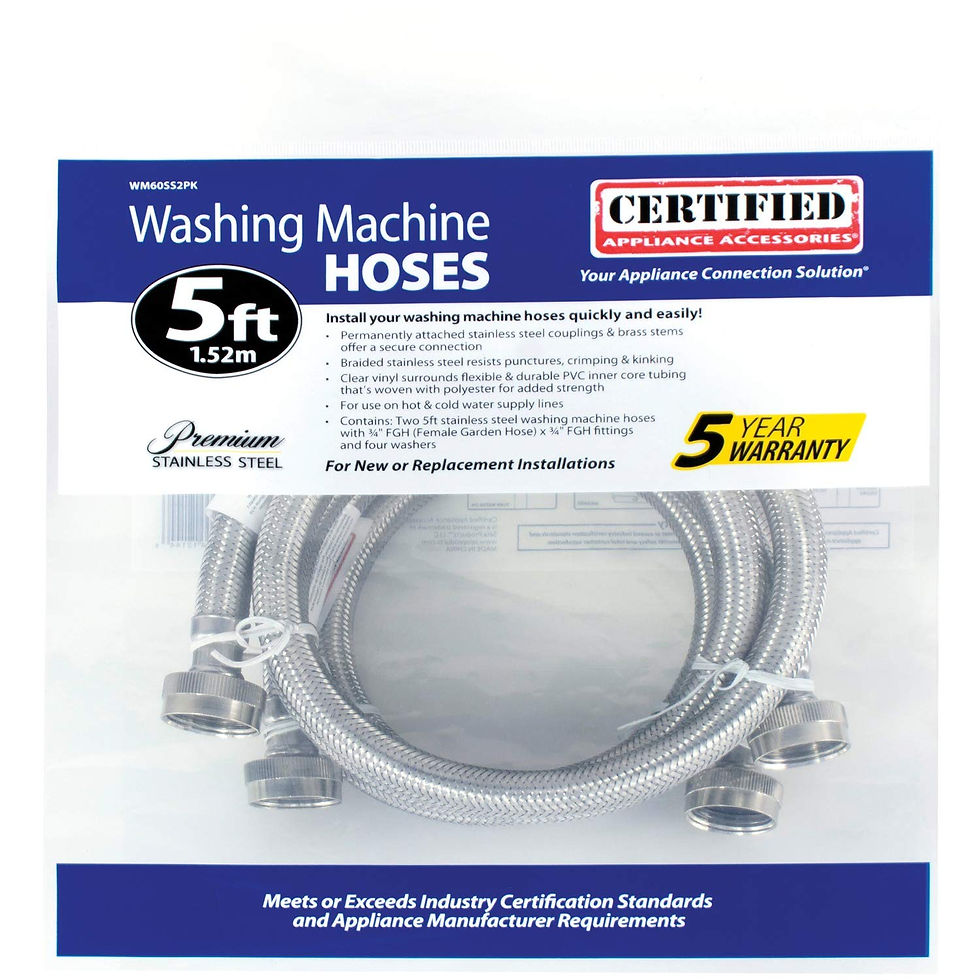 Thumbnail: Certified Appliance Accessories Washing Machine Hoses (2 Pack), Hot and Cold ...