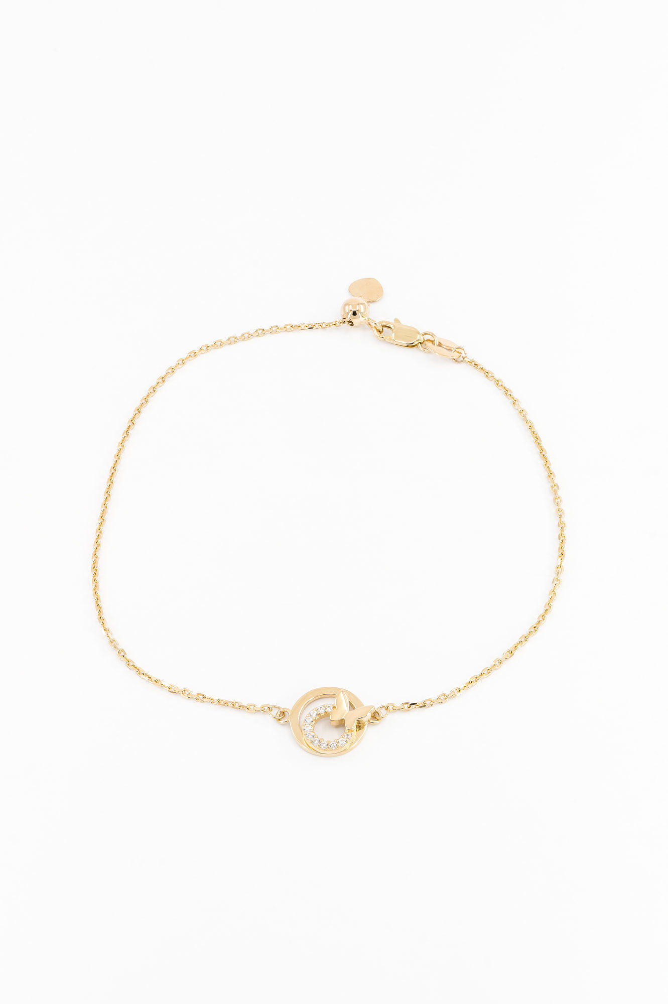 14K Cable Link Bracelet With Butterfly Charm