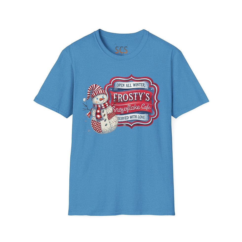 Thumbnail: Frosty’s Snowflake Café T-Shirt, Unisex Tee, Cozy Seasonal Wear, Christmas Shirt