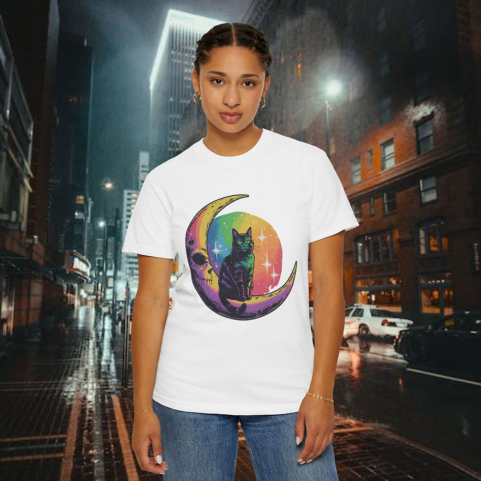 Cat in the Skull Moon Tee – Gothic Witchy Occult Shirt