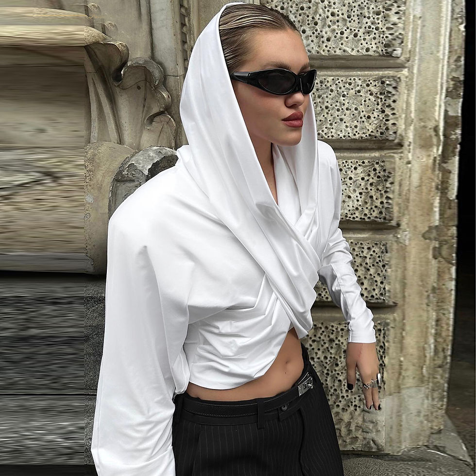 Thumbnail: Manufacturers Wholesale Ruched Long Sleeve Hooded Black Summer Women Clothing St