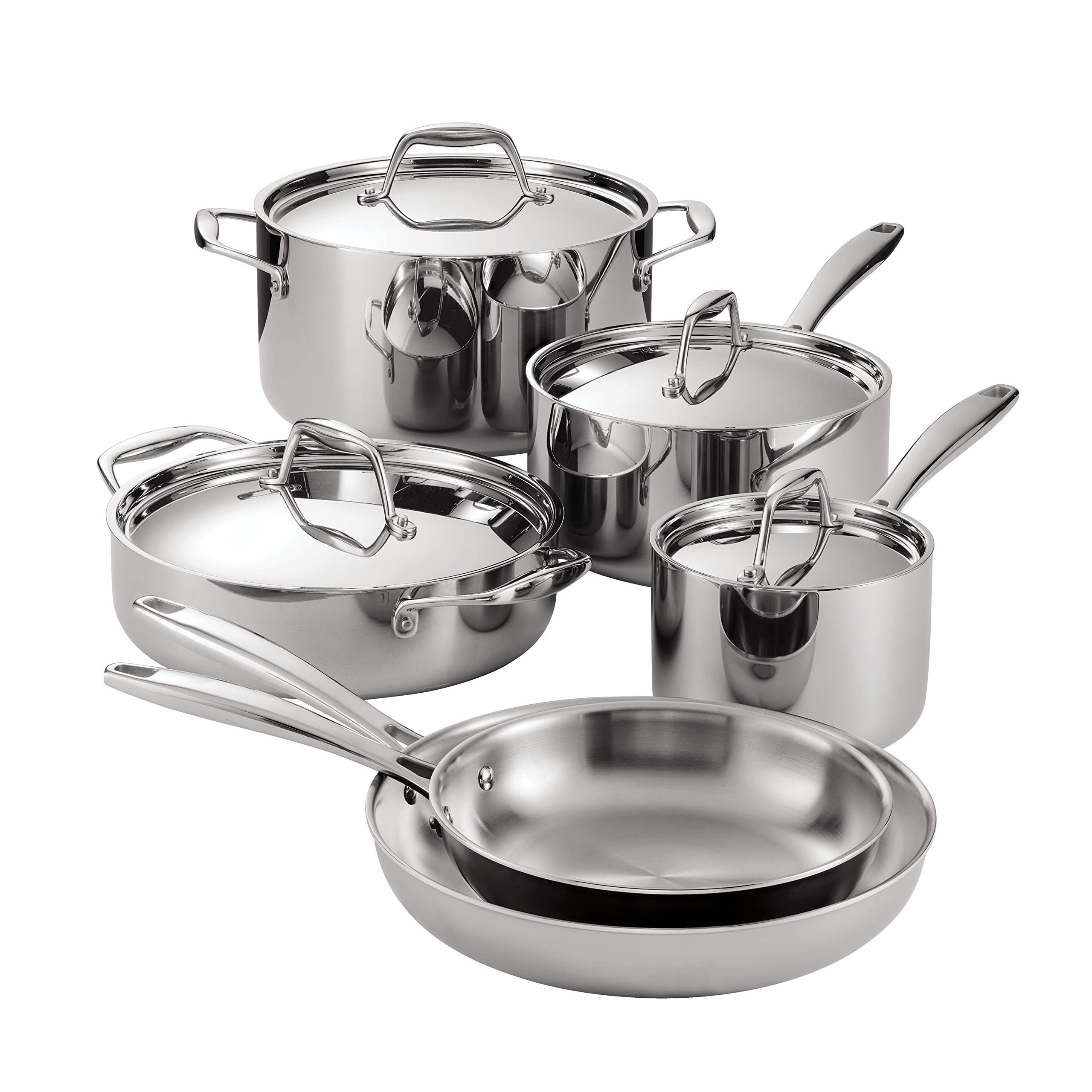 Tramontina Signature Tri-Ply Clad Stainless Steel 10-Piece Cookware Set with ...