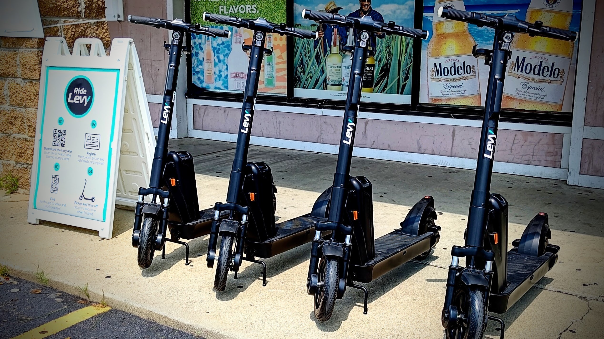 Electric scooter rentals are available on the Levy Electric app in Rantoul, IL starting at $15 per hour.  No reservation needed!