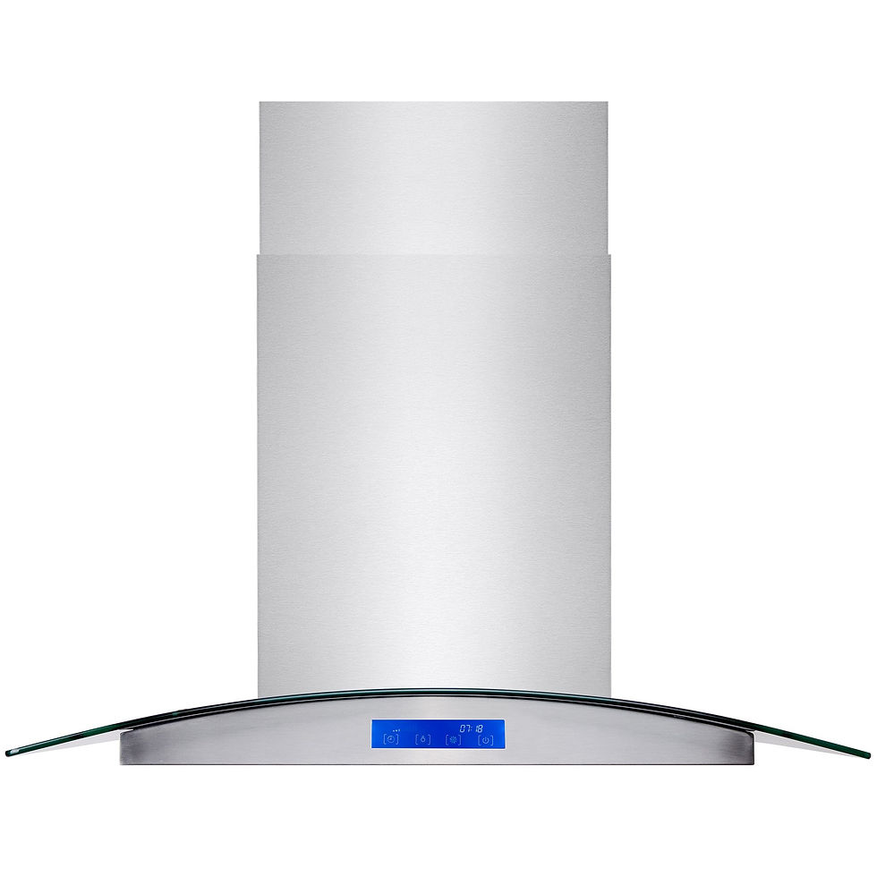 Thumbnail: AKDY Stainless Steel Island Mount Kitchen Cooking Range Hood with Tempered Gl...