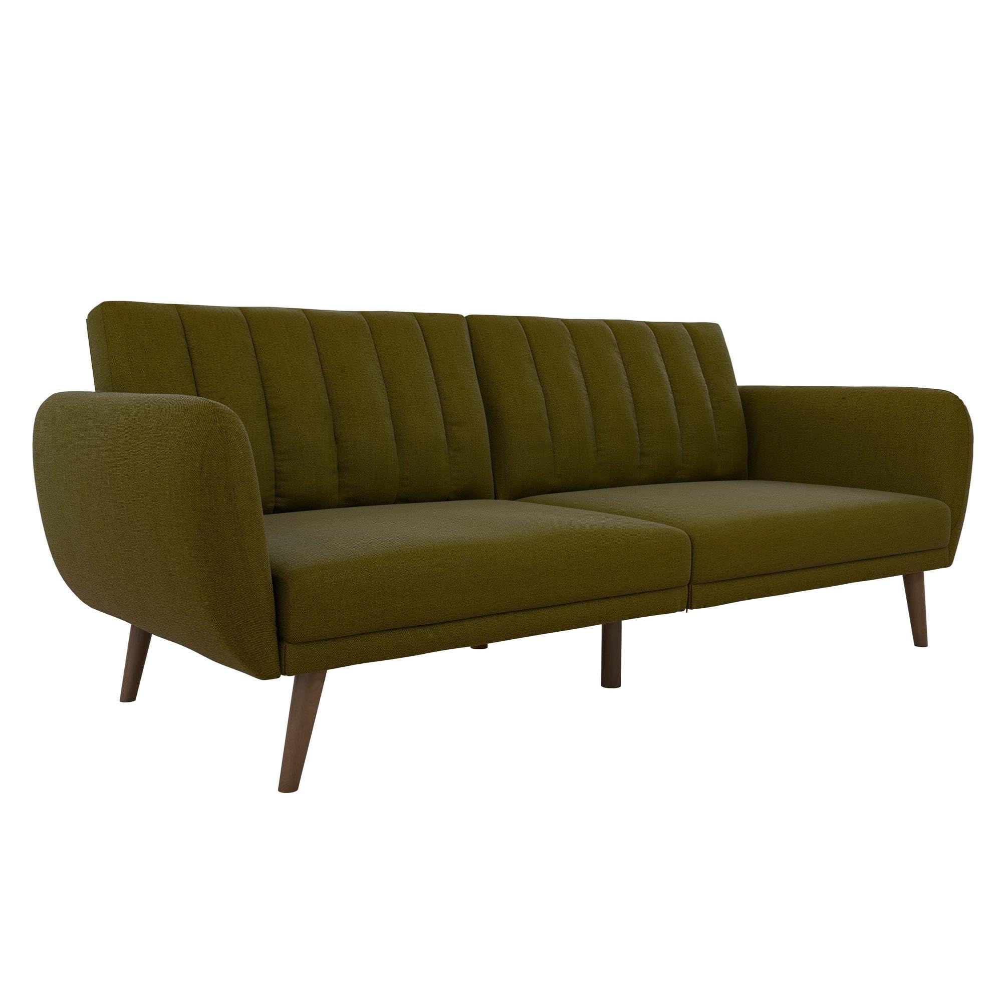 Novogratz Brittany 82 Inch Futon Sofa Bed in Faux Leather, Upholstered Couch ...
