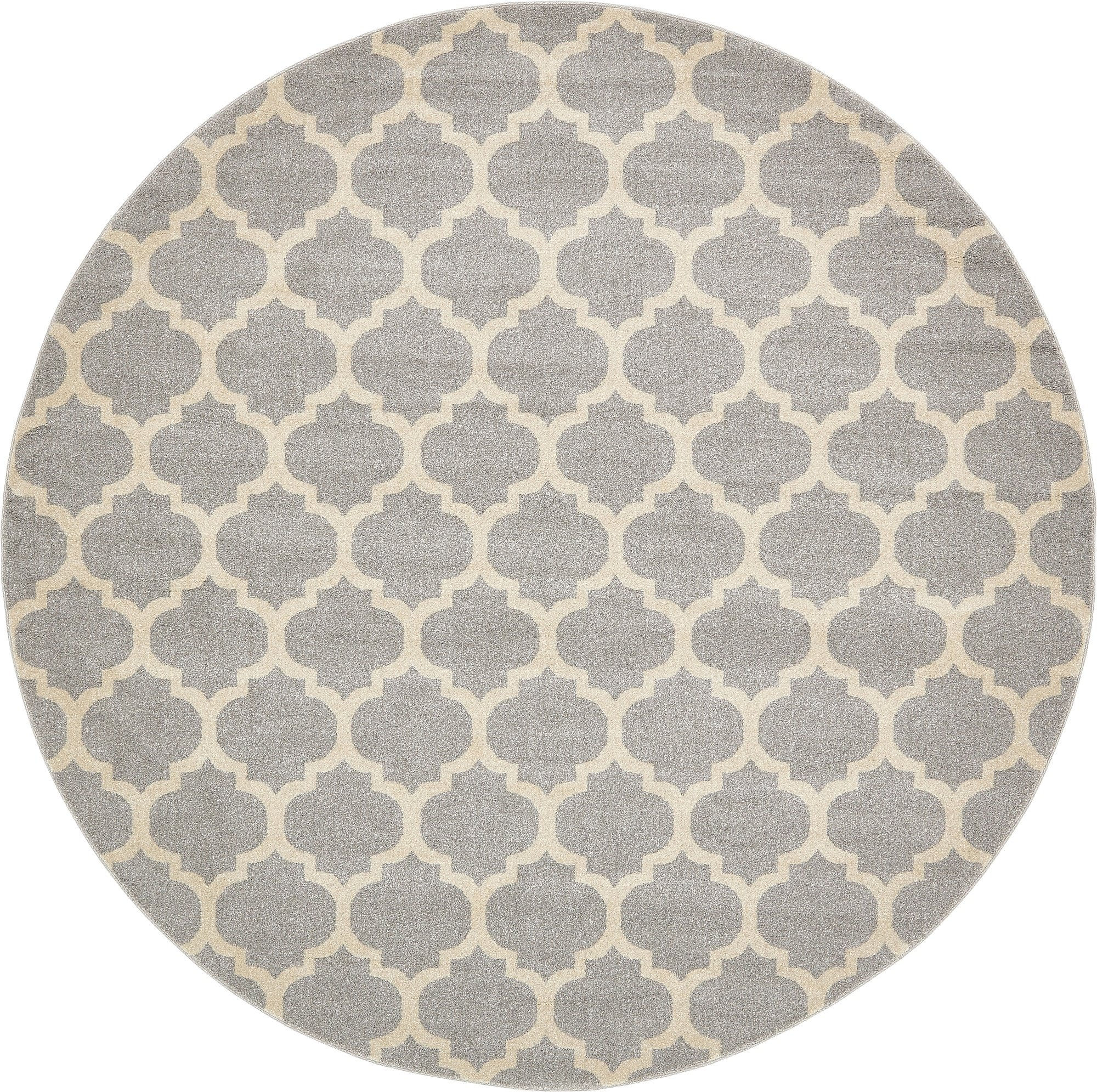 Unique Loom Trellis Collection Area Rug - Philadelphia (10' Round Light Gray/...