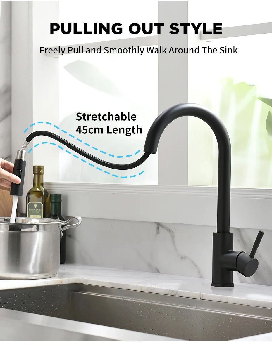 Thumbnail: (304) Black Kitchen Sink Faucet (pull-out)
