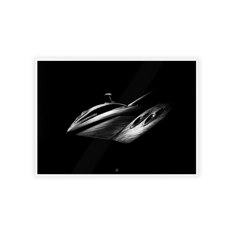 Miniature : Dessin Encadré Pagani Zonda R, décoration hypercar, blanc