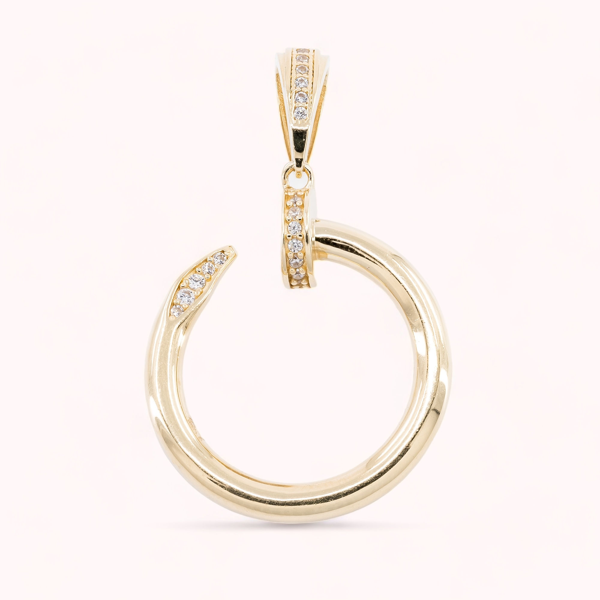 14K Gold Nail Pendant With CZ