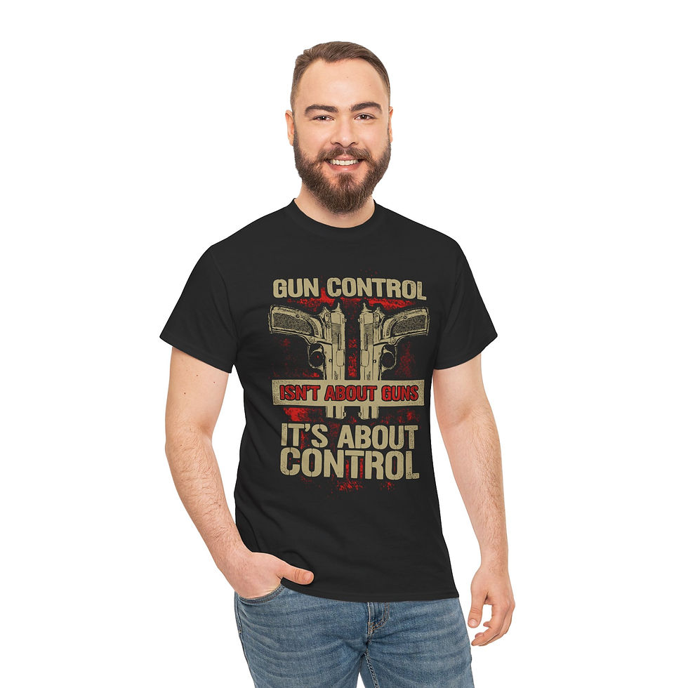 Thumbnail: Gun Control Tee, Unisex Cotton Shirt, Funny Graphic, Comfortable Everyday Wear