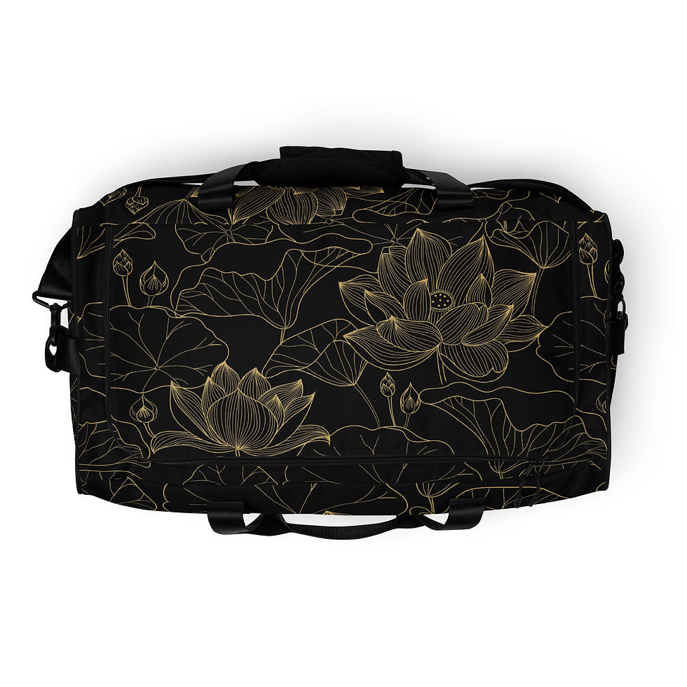 Thumbnail: Black and Gold Lotus Duffle Bag