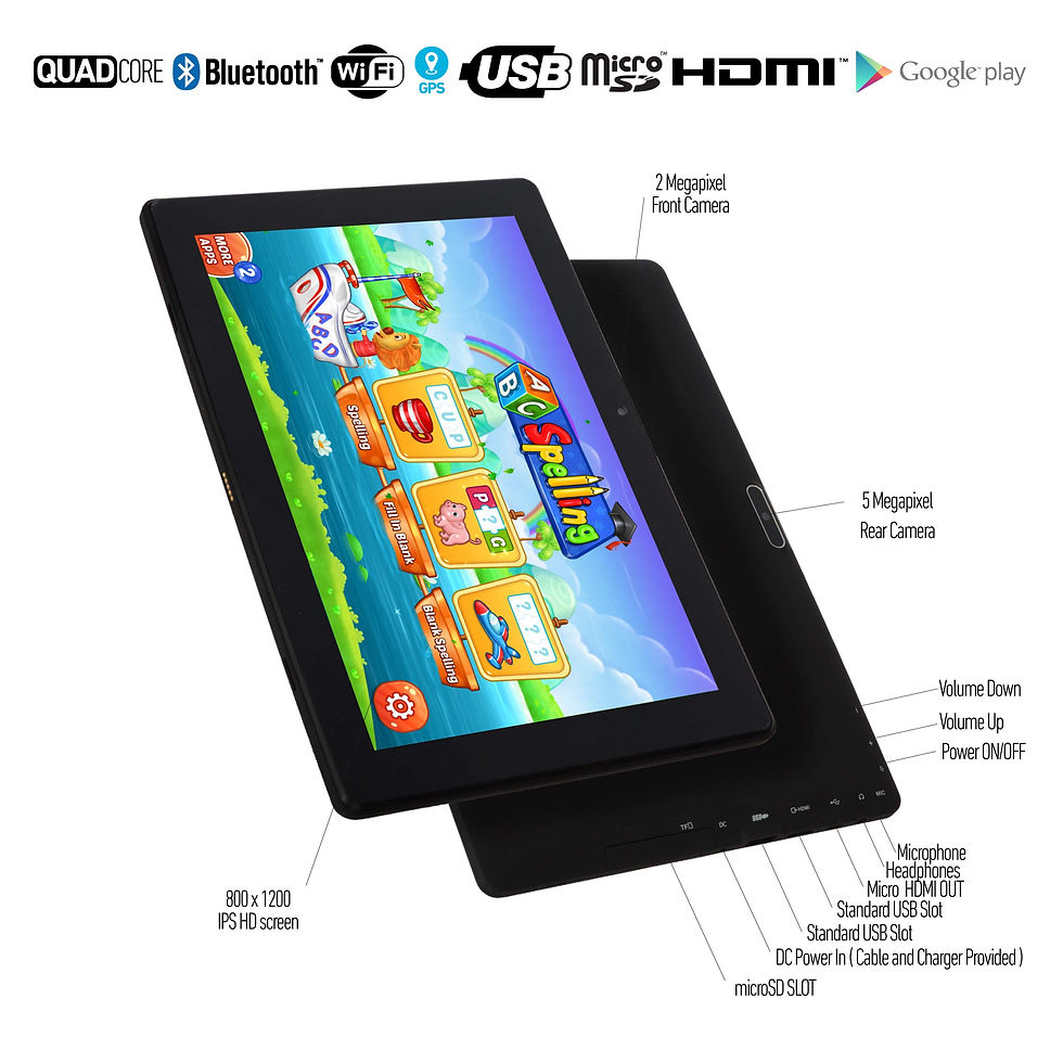 Thumbnail: [4 Bonus Item] Simbans TangoTab 10 Inch Kids Tablet with RED Bumper Case | 2G...