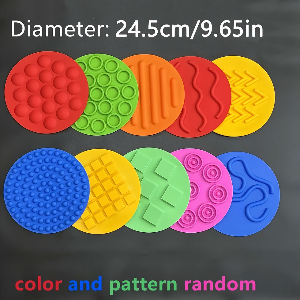 Thumbnail: Round Silicone Sensory Mats, Assorted Textured Sensory Floor Tiles, for Youngste