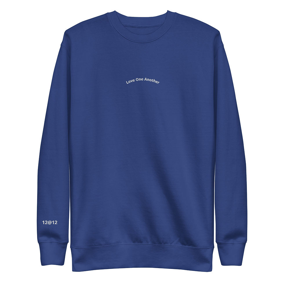 Thumbnail: White thread lettering - "Love One Another" - Unisex Premium Sweatshirt
