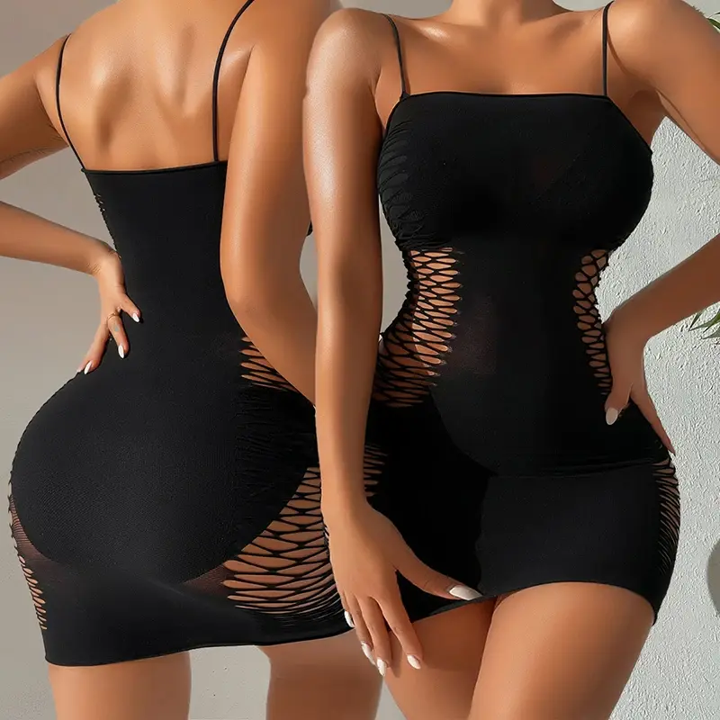 Thumbnail: Sleeveless Bodycon Mini Dress with Spaghetti Strap & Hollow sides