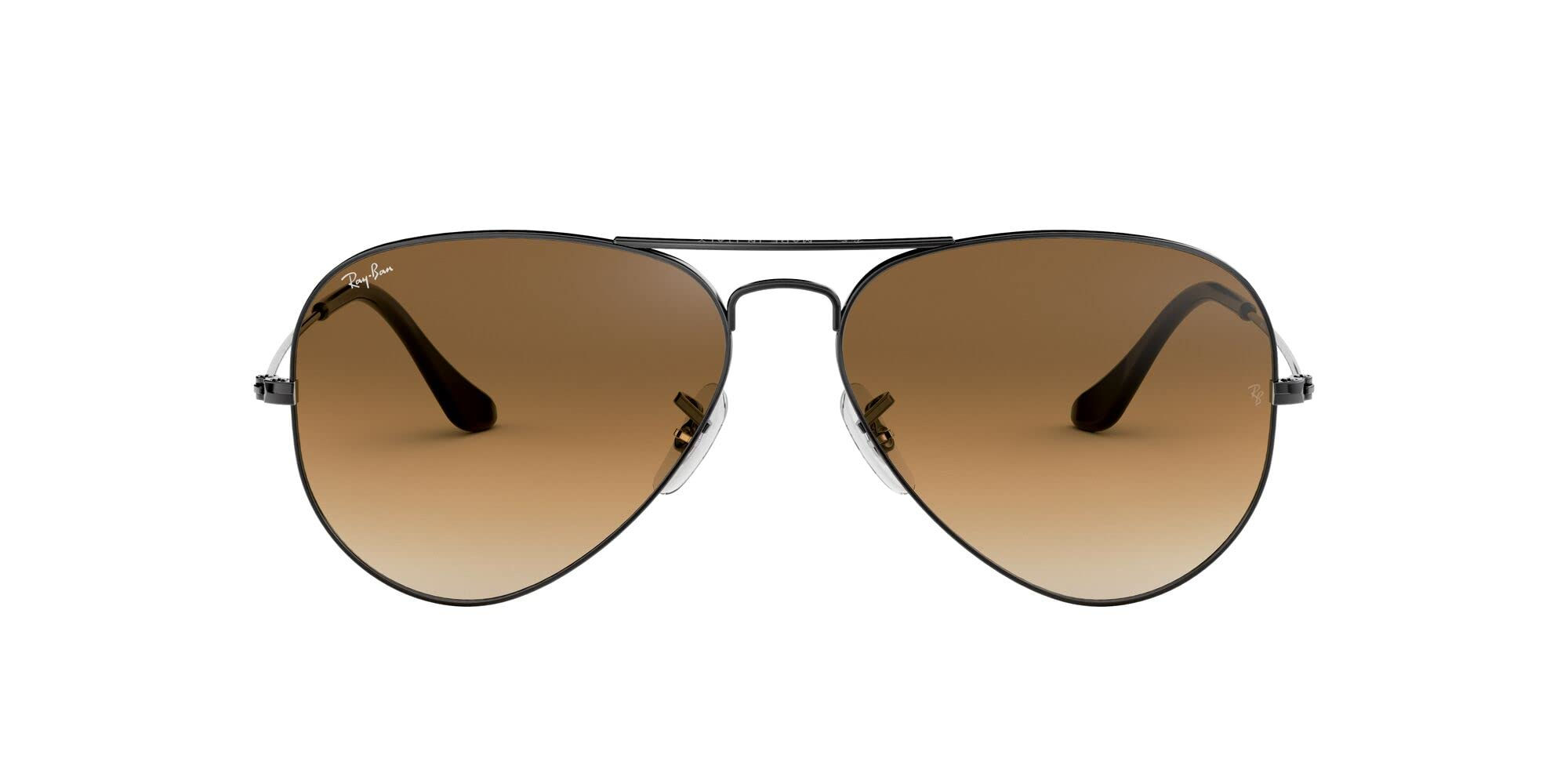 Ray-Ban RB3025 Classic Aviator Sunglasses, Gunmetal/Clear Gradient Brown, 55 mm