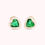 Miniatura: 14K Gold Mini Heart Earrings With Green Cubic Zirconia