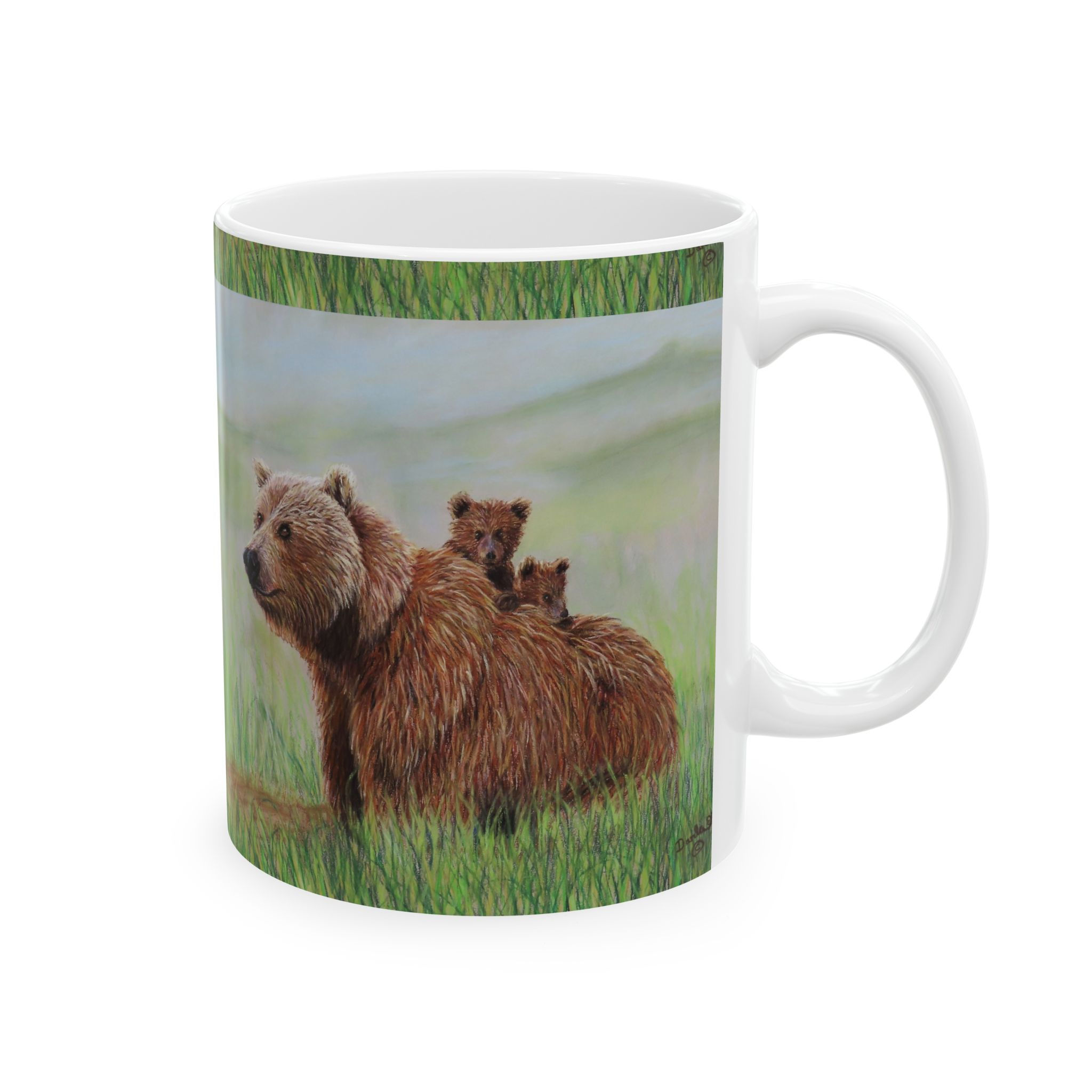 Mug - Mama Grizzly Bear with Cubs on Her Back Coffee Cup