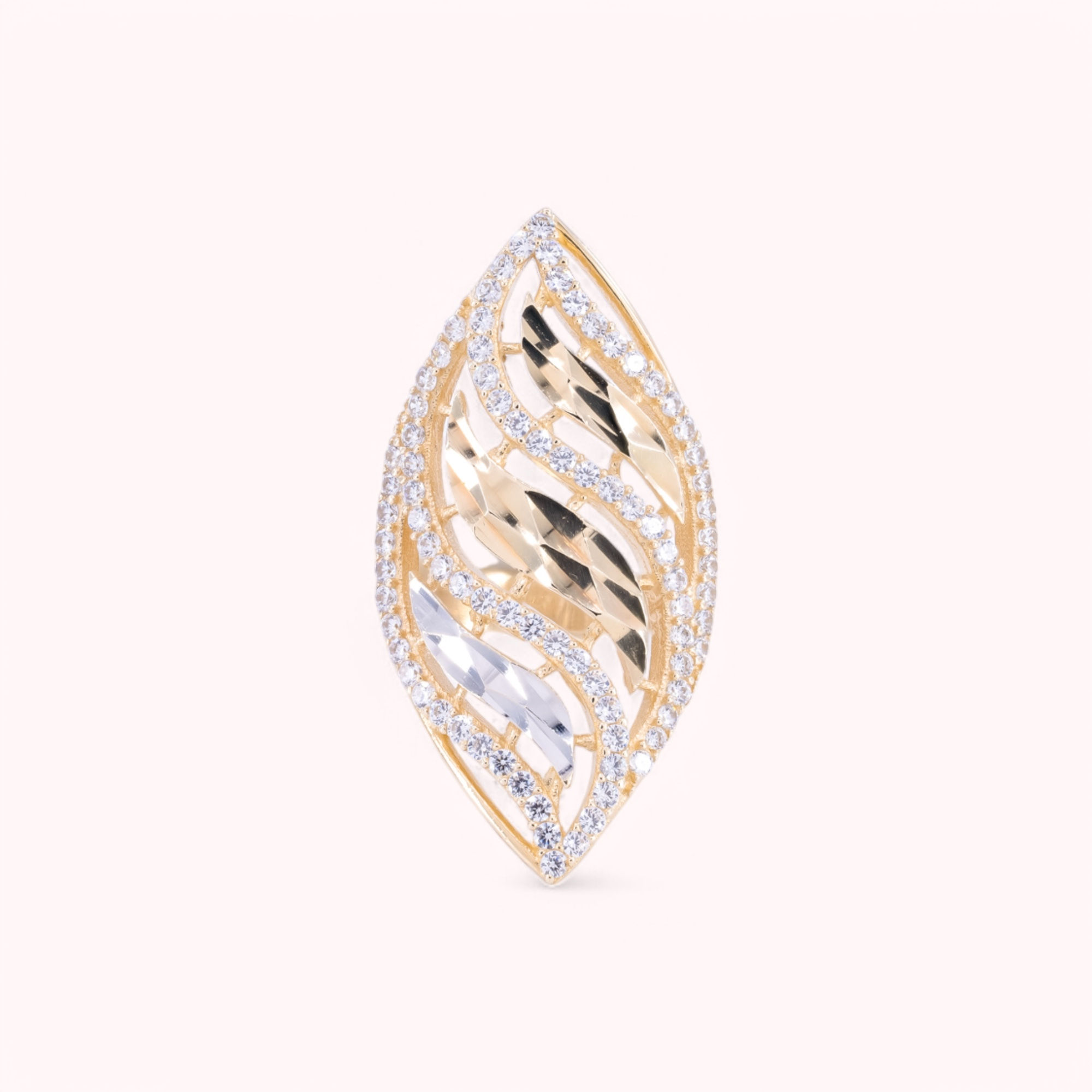14K Gold Marquise CZ Statement Ring