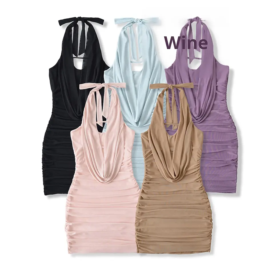 Thumbnail: New Women Dresses Mesh Hollow Out Stretch Fit Bodycon Dresses Halter Bandage Sex