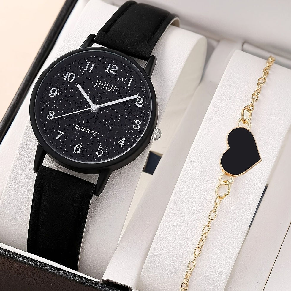 Thumbnail: 1pc Round Pointer Quartz Watch & 1pc Bracelet Fancy Women Watches Jewelry Sophis