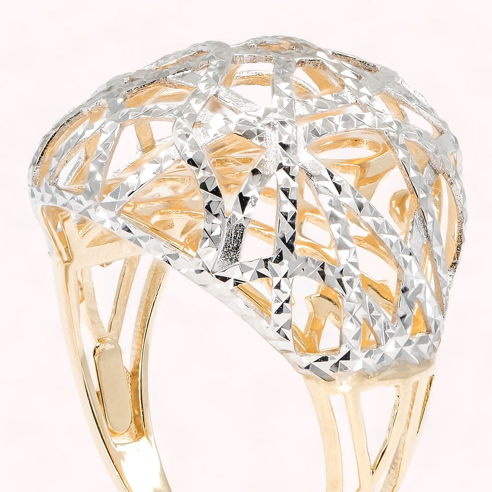 Miniatura: 14K Gold Diamond Cut Birdcage Ring