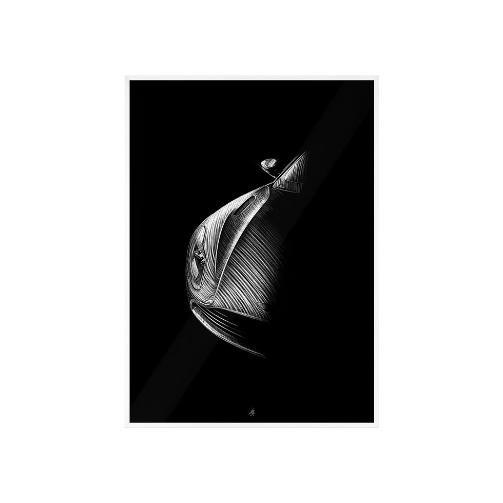 Miniature : Dessin Encadré Aston Martin, DB11, V12, décoration voiture sport, blanc