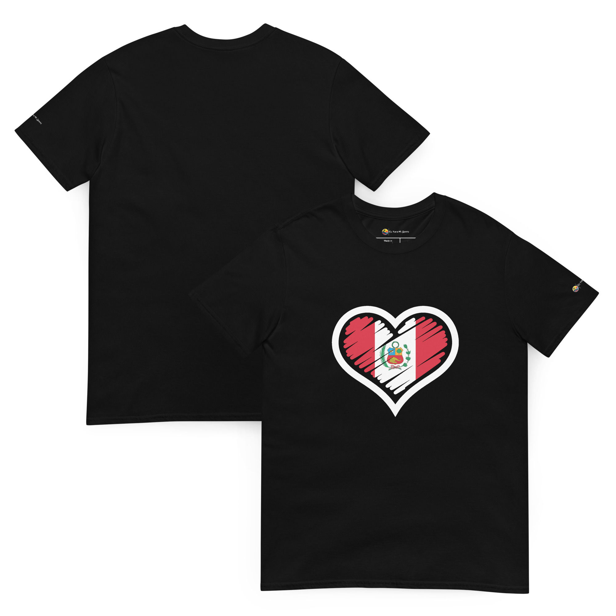 Camiseta clásica unisex, "Corazón 2” - Perú, solo corazón, negro