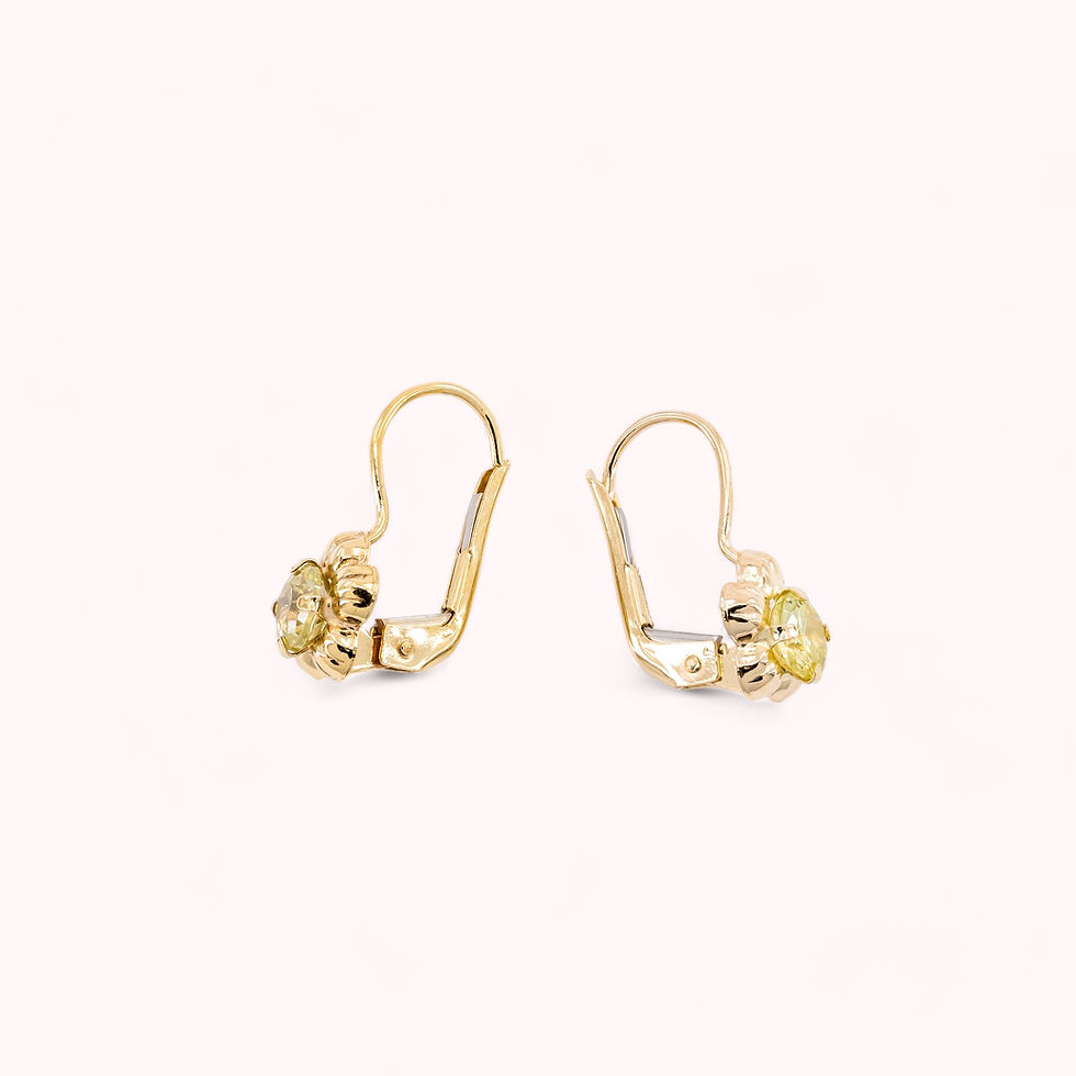 Thumbnail: 14K Solid Gold Yellow Lilly Lower Huggie Earrings