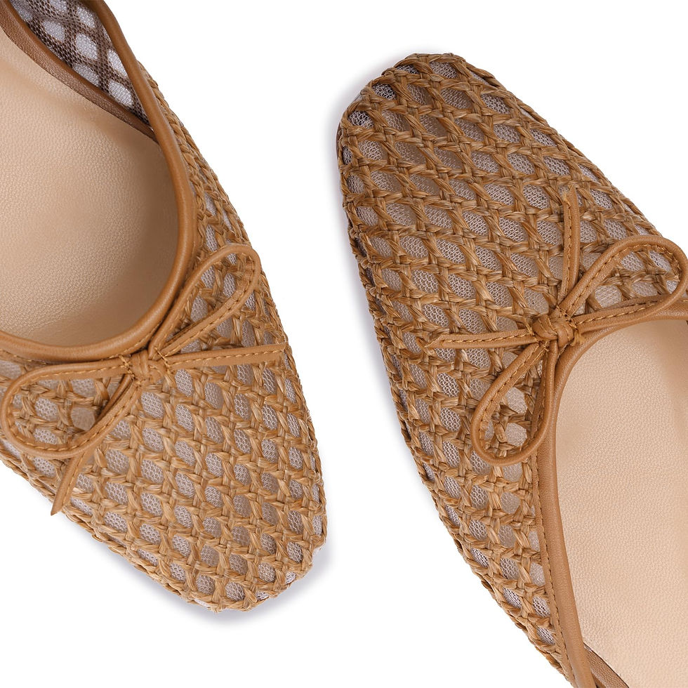 Thumbnail: QIV Woven Mules for Women Mesh Square Toe Bow Flats Closed Toe Slip on Backle...
