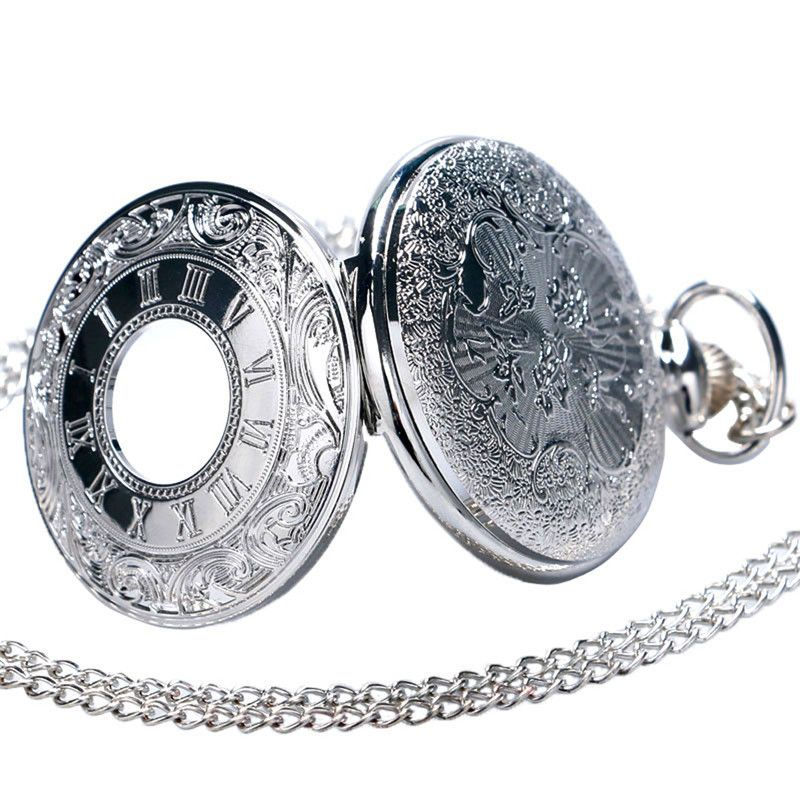 Thumbnail: Vintage Charm Black Unisex Fashion Roman Number Quartz Steampunk Pocket Watch Wo