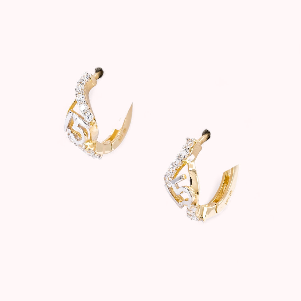 Thumbnail: 14K Gold 15 With Heart Hugger Earrings
