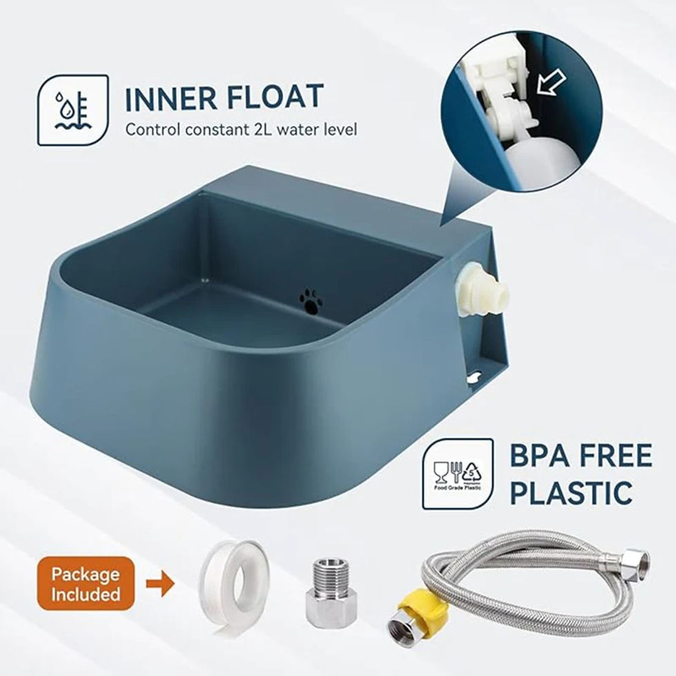Thumbnail: New Dog Automatic Water Bowl with 1.5m Water Hose 2L Floating Ball Automatic Wat