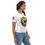 Thumbnail: Woman wearing white t-shirt with art on it, 3FoldLoveCo design on white tee.