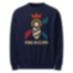 Navy sweatshirt with King in Cloth graphic design, vintage style 3FoldLoveCo