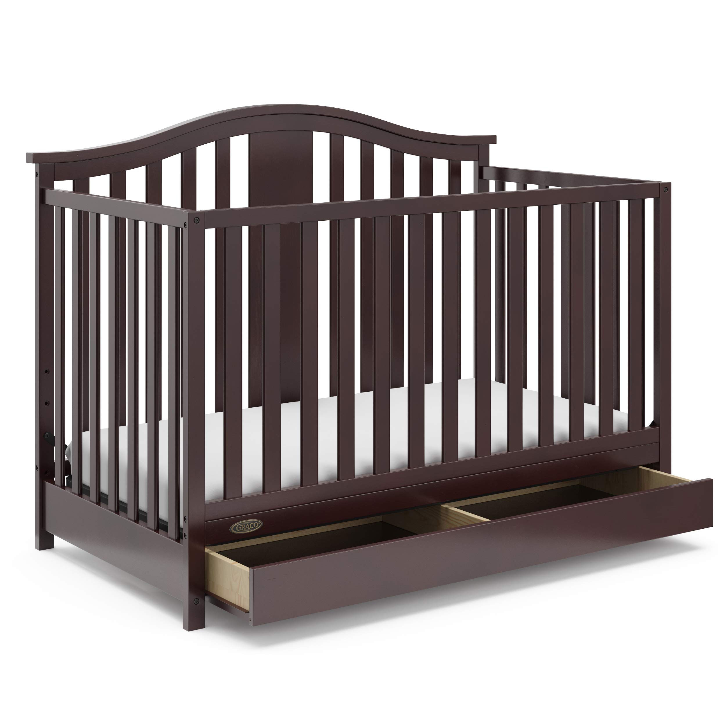 Graco Solano 4-in-1 Convertible Crib with Drawer (Espresso) – GREENGUARD Gold...