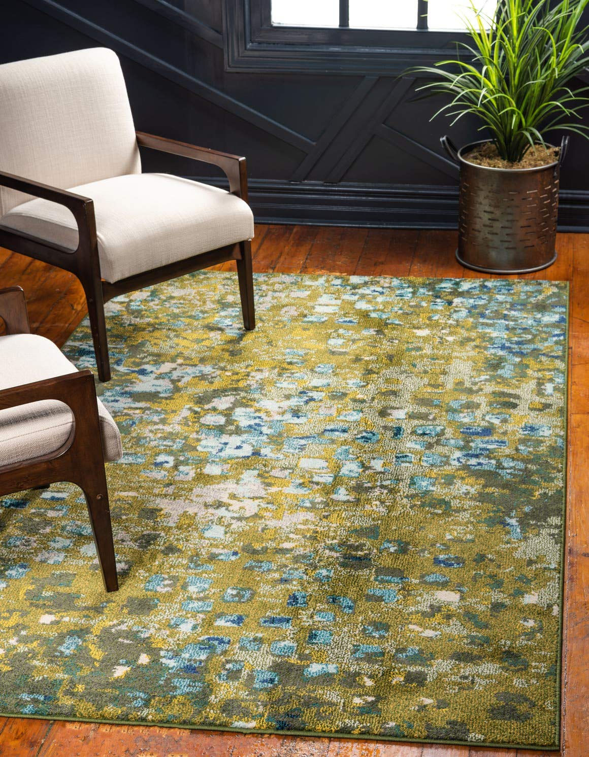 Unique Loom Jardin Collection Colorful, Vibrant, Abstract, Modern Area Rug, 9...