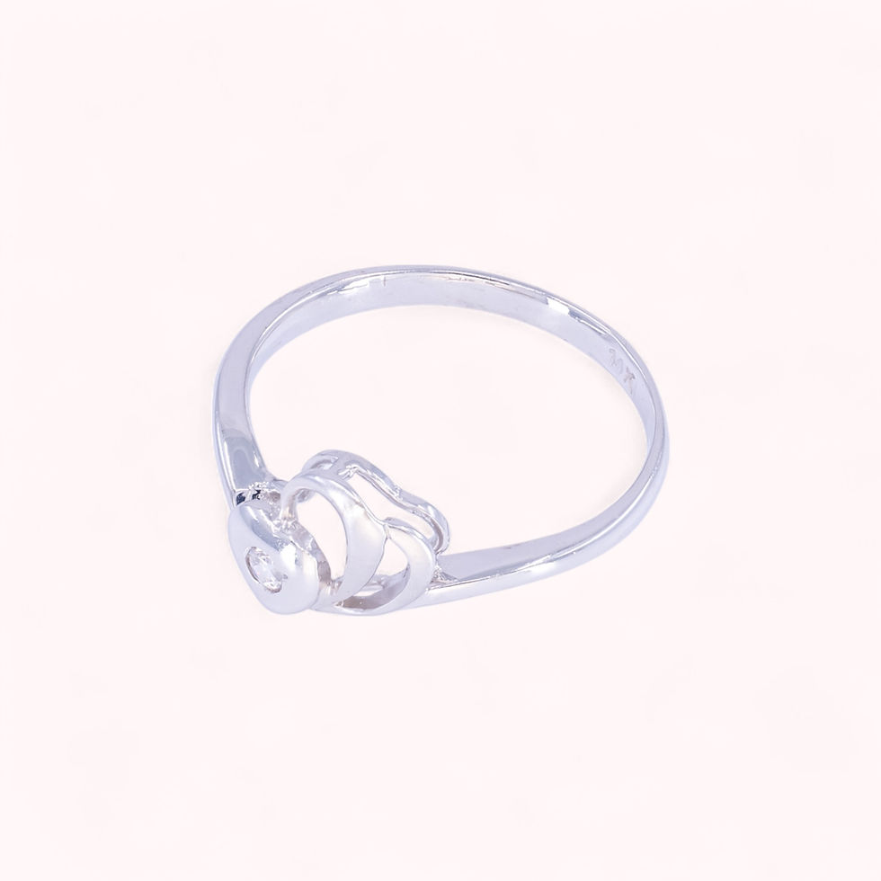 Miniatura: 14K White Gold Heart Duo Ring With White Stone – GR0422