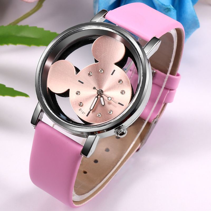 Thumbnail: Fashion Leuke Dames Horloges Vrouwen Transparante Horloges Blauw Lederen Band Qu