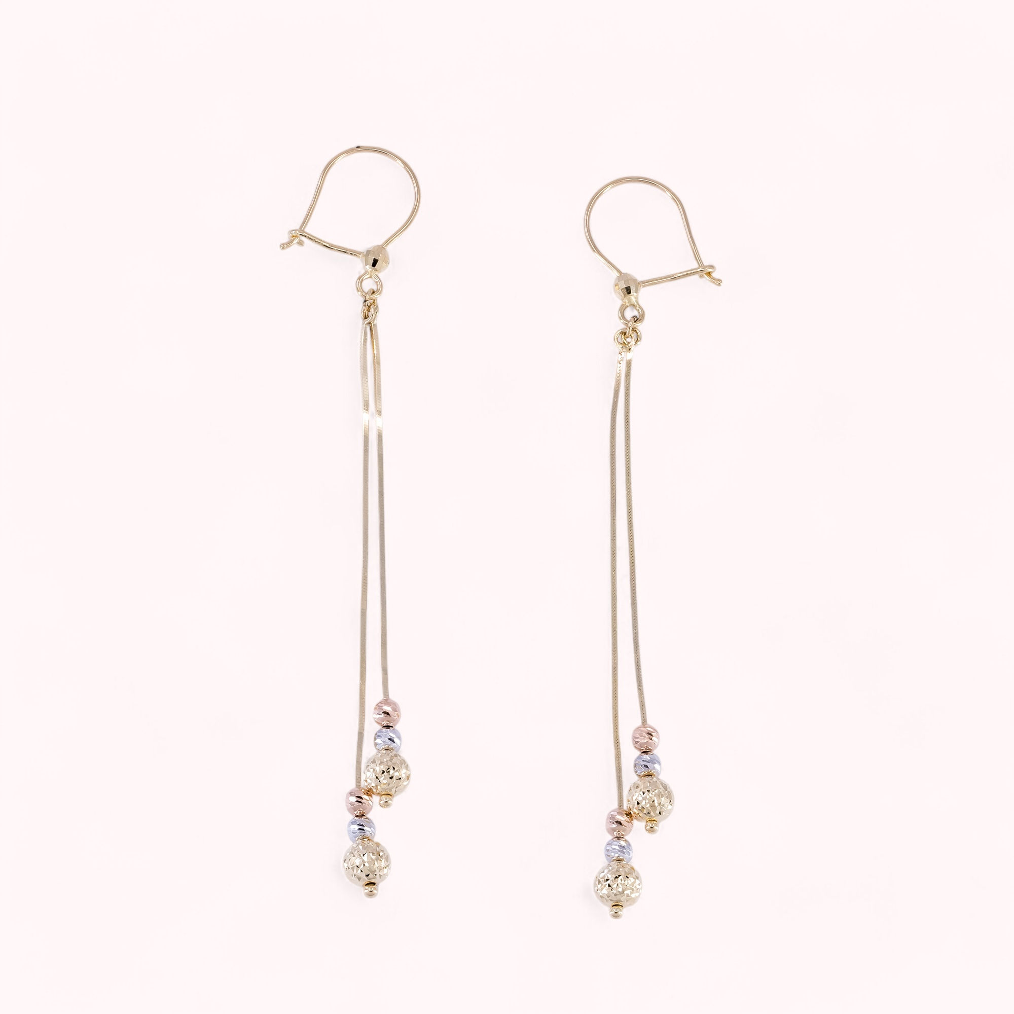 Tri-Tone Elegance Gold Drop Earrings
