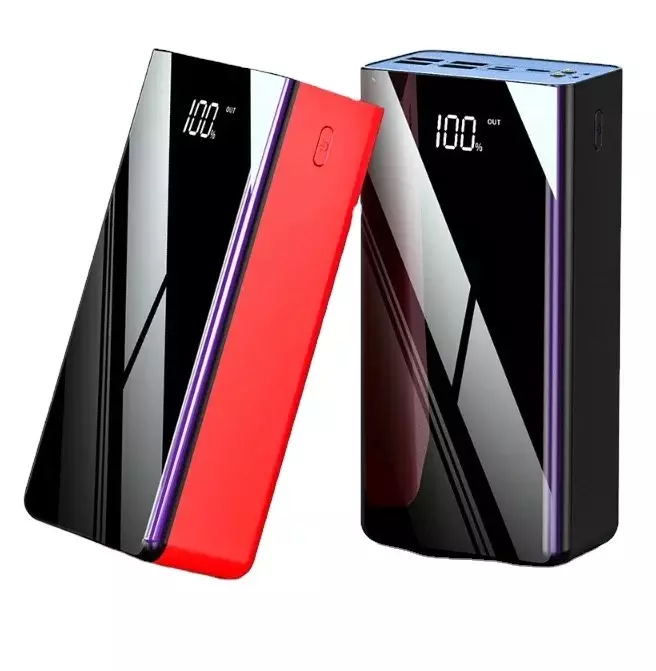 Red and black 50000mAh USB 3.0 power banks with mirror display